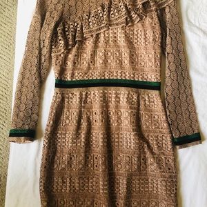 Ladies rose gold metallic lace dress